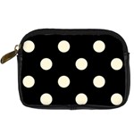 Polka Dots - Cornsilk Yellow on Black Digital Camera Leather Case