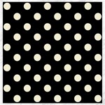 Polka Dots - Cornsilk Yellow on Black Canvas 12  x 12 