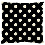 Polka Dots - Cornsilk Yellow on Black Large Cushion Case (One Side)