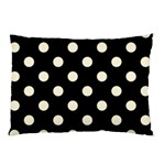 Polka Dots - Cornsilk Yellow on Black Pillow Case (One Side)
