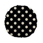 Polka Dots - Cornsilk Yellow on Black Standard 15  Premium Round Cushion