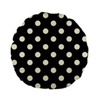 Polka Dots - Cornsilk Yellow on Black Standard 15  Premium Flano Round Cushion