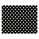 Polka Dots - Cornsilk Yellow on Black Double Sided Flano Blanket (Large)