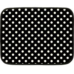 Polka Dots - Cornsilk Yellow on Black Double Sided Fleece Blanket (Mini)