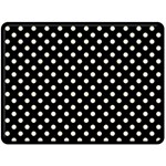Polka Dots - Cornsilk Yellow on Black Double Sided Fleece Blanket (Large) (Two Sides)
