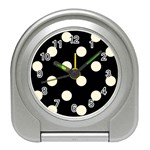 Polka Dots - Cornsilk Yellow on Black Desk Alarm Clock