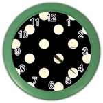 Polka Dots - Cornsilk Yellow on Black Color Wall Clock