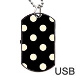 Polka Dots - Cornsilk Yellow on Black Dog Tag USB Flash (Two Sides)