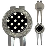 Polka Dots - Cornsilk Yellow on Black 3-in-1 Golf Divot