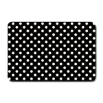 Polka Dots - Cornsilk Yellow on Black Small Doormat