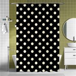 Polka Dots - Cornsilk Yellow on Black Shower Curtain 48  x 72  (Small)