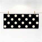 Polka Dots - Cornsilk Yellow on Black Hand Towel