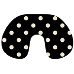 Polka Dots - Cornsilk Yellow on Black Travel Neck Pillow