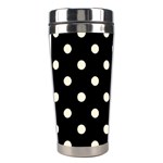 Polka Dots - Cornsilk Yellow on Black Stainless Steel Travel Tumbler