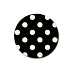 Polka Dots - Cornsilk Yellow on Black Magnet 3  (Round)