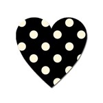Polka Dots - Cornsilk Yellow on Black Magnet (Heart)
