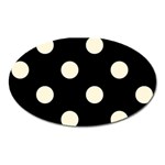 Polka Dots - Cornsilk Yellow on Black Magnet (Oval)
