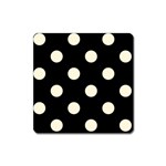 Polka Dots - Cornsilk Yellow on Black Magnet (Square)