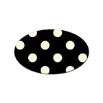 Polka Dots - Cornsilk Yellow on Black Sticker Oval (10 pack)