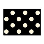 Polka Dots - Cornsilk Yellow on Black Sticker A4 (100 pack)