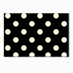 Polka Dots - Cornsilk Yellow on Black Postcard 5  x 7 