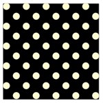 Polka Dots - Cream Yellow on Black Large Satin Scarf (Square)