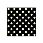 Polka Dots - Cream Yellow on Black Satin Bandana Scarf