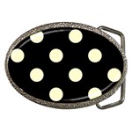 Polka Dots - Cream Yellow on Black Belt Buckle