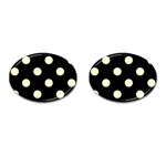 Polka Dots - Cream Yellow on Black Cufflinks (Oval)