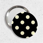 Polka Dots - Cream Yellow on Black 2.25  Handbag Mirror