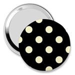 Polka Dots - Cream Yellow on Black 3  Handbag Mirror