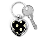 Polka Dots - Cream Yellow on Black Key Chain (Heart)