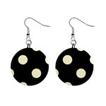 Polka Dots - Cream Yellow on Black 1  Button Earrings