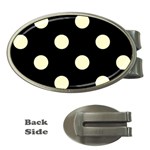 Polka Dots - Cream Yellow on Black Money Clip (Oval)