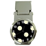 Polka Dots - Cream Yellow on Black Money Clip Watch