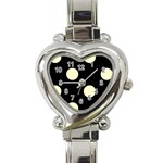 Polka Dots - Cream Yellow on Black Heart Italian Charm Watch