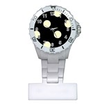 Polka Dots - Cream Yellow on Black Nurses Watch