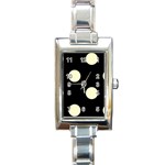 Polka Dots - Cream Yellow on Black Rectangle Italian Charm Watch