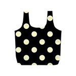 Polka Dots - Cream Yellow on Black Full Print Recycle Bag (S)