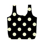 Polka Dots - Cream Yellow on Black Full Print Recycle Bag (M)
