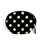 Polka Dots - Cream Yellow on Black Accessory Pouch (Small)