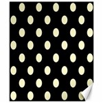 Polka Dots - Cream Yellow on Black Canvas 8  x 10 