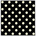Polka Dots - Cream Yellow on Black Canvas 16  x 16 