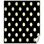 Polka Dots - Cream Yellow on Black Canvas 20  x 24 