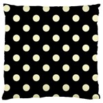 Polka Dots - Cream Yellow on Black Standard Flano Cushion Case (One Side)