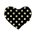 Polka Dots - Cream Yellow on Black Standard 16  Premium Flano Heart Shape Cushion