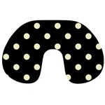 Polka Dots - Cream Yellow on Black Travel Neck Pillow