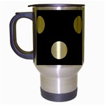 Polka Dots - Cream Yellow on Black Travel Mug (Silver Gray)