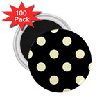 Polka Dots - Cream Yellow on Black 2.25  Magnet (100 pack)