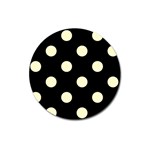 Polka Dots - Cream Yellow on Black Magnet 3  (Round)